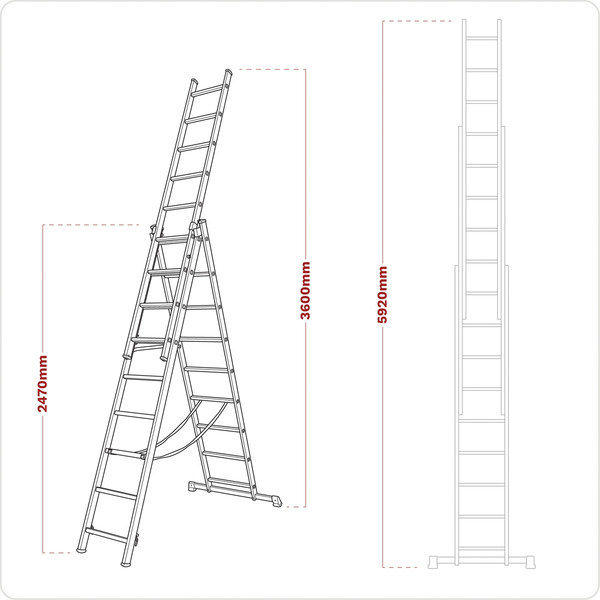 Sealey Extension Combination Ladder 3 x 9 Aluminium - EN 131