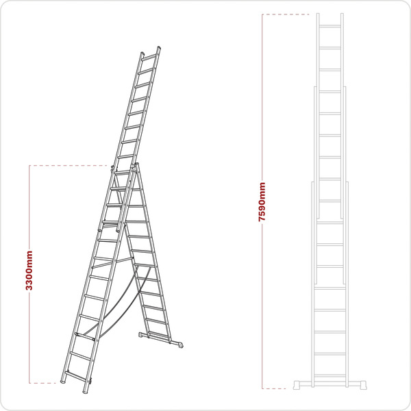 Sealey Extension Combination Ladder 3 x 12 Aluminium - EN 131