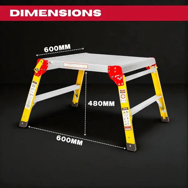 Excel 7521 Fibreglass Work Bench Platform Heavy Duty Folding Hop Up 600mm x 600mm