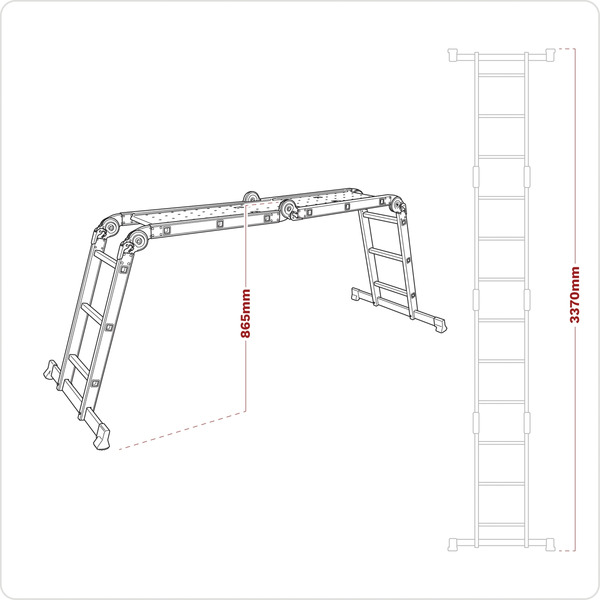 Sealey 4-Way Aluminium Folding Platform Ladder - EN 131