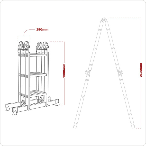 Sealey 4-Way Aluminium Folding Platform Ladder - EN 131