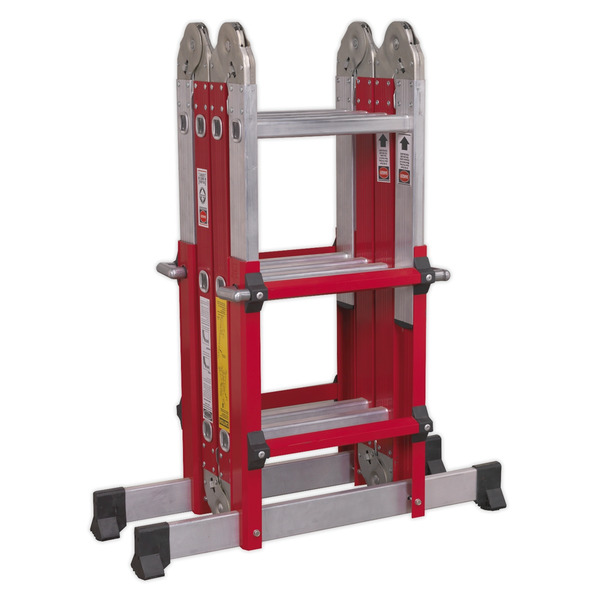 Sealey Aluminium 4-Way Multipurpose Adjustable-Height Ladder - EN 131