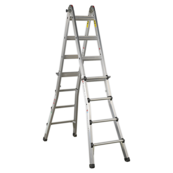 Sealey Aluminium 4-Way Telescopic Adjustable-Height Ladder - EN 131
