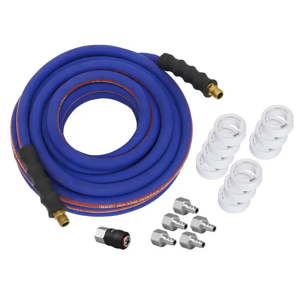 Sealey AHK05 Extra-Heavy-Duty High Flow Air Hose Kit with Couplings 15m x 13mm
