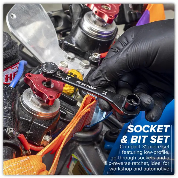 Sealey AK2112 Premier Black Go-Through Lock-On&trade; Low Profile Socket & Bit Set 1/4