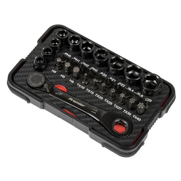 Sealey AK2112 Premier Black Go-Through Lock-On&trade; Low Profile Socket & Bit Set 1/4