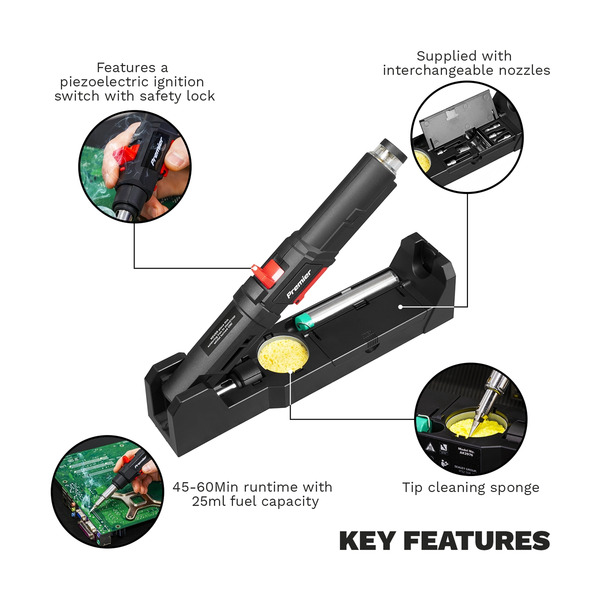 Sealey AK2976 Butane Soldering Iron Kit 3-in-1 Quick Release
