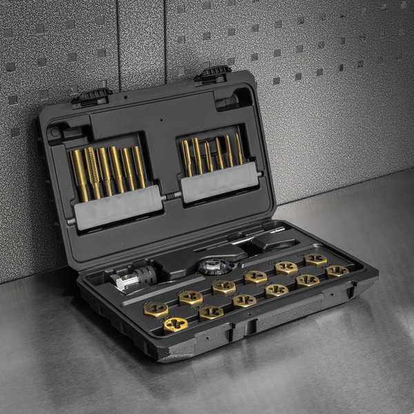 Sealey AK3026IMP Premier Hexagonal Tap & Die Set 26pc Hexagonal  - Imperial - Titanium Coated