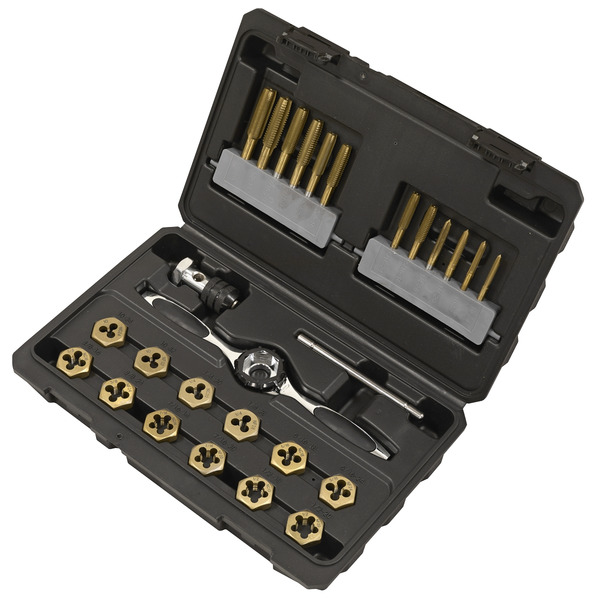 Sealey AK3026IMP Premier Hexagonal Tap & Die Set 26pc Hexagonal  - Imperial - Titanium Coated