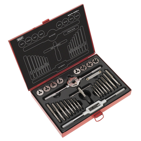 Sealey AK3028 Metric Tap & Die Set Split Dies 28pc