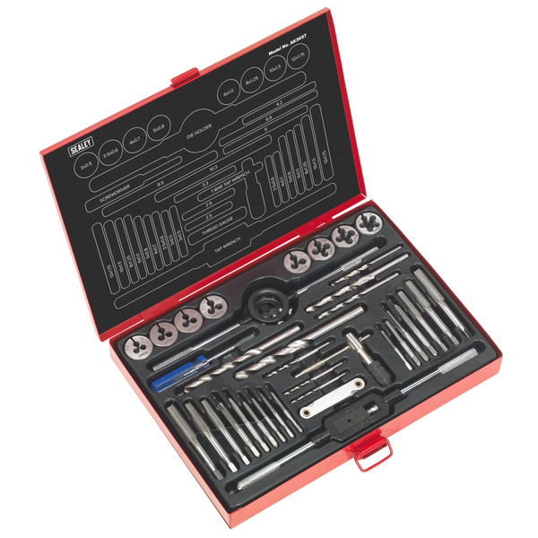 Sealey AK3037 Metric Tap & Die Set Split Dies 37pc