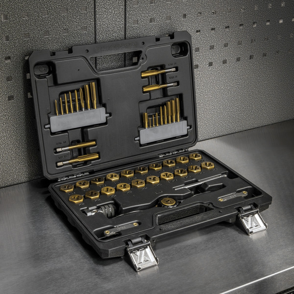 Sealey AK3046 Premier Metric & Imperial Titanium Coated Hexagonal Tap & Die Set 46pc