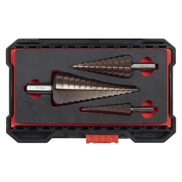 Sealey AK4733 Premier Straight Flute HSS Cobalt Step Drill Bit Set 3pc