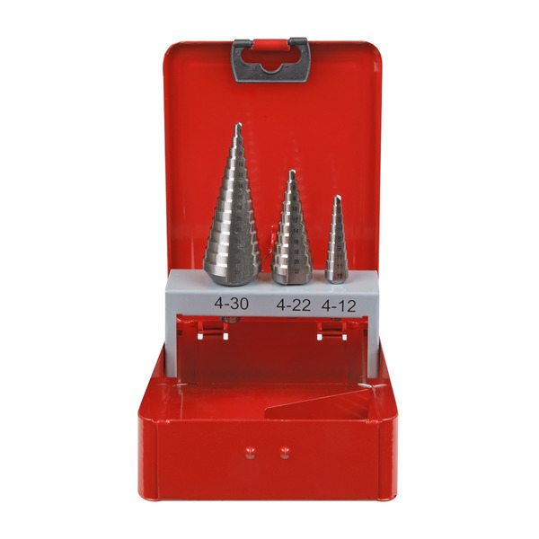 Sealey AK4733 Double Flute HSS M2 Step Drill Bit Set 3pc