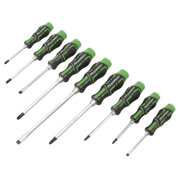 Sealey AK4941HV Premier Hammer-Thru Screwdriver Set 9pc - Hi-Vis Green