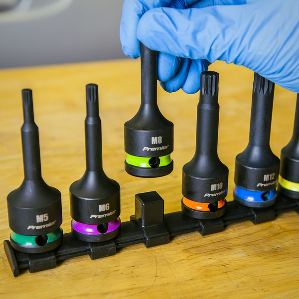 Sealey AK56004 Premier Spline Impact Socket Bit Set 1/2