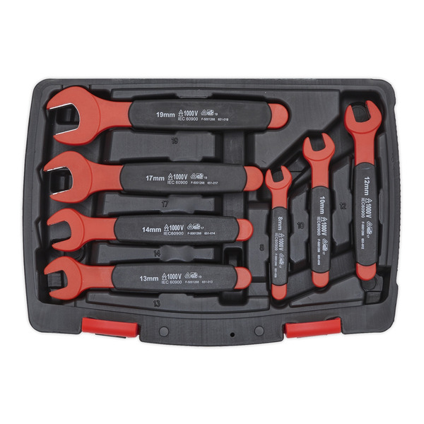 Sealey AK63171 Premier Insulated Open-End Spanner Set 7pc - VDE Approved