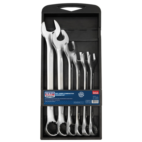 Sealey AK63259 Premier Jumbo Combination Spanner Set 6pc