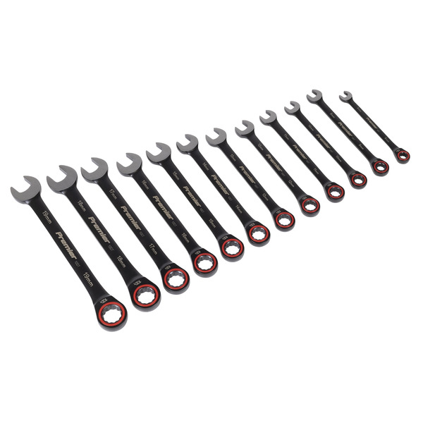 Sealey AK63940B Premier Black Combination Ratchet Spanner Set 12pc