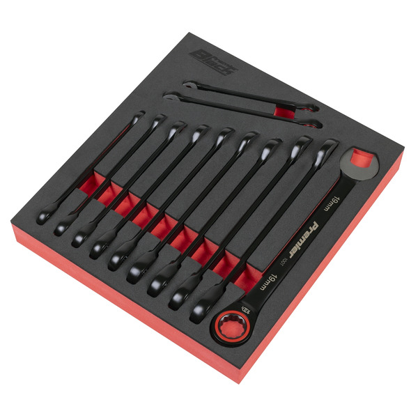 Sealey AK63940B Premier Black Combination Ratchet Spanner Set 12pc