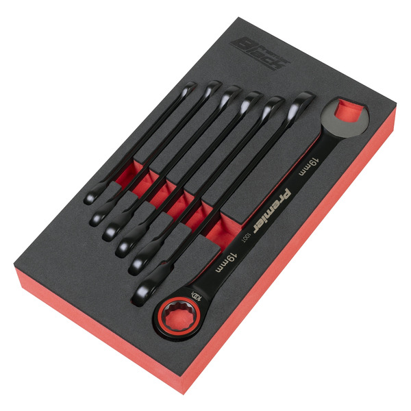 Sealey AK63941B Premier Black Combination Ratchet Spanner Set 7pc