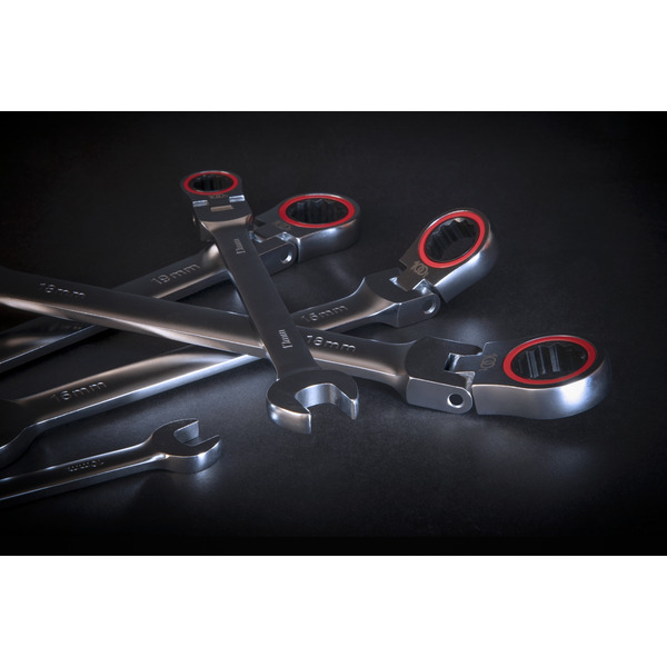 Sealey AK63943 Premier Platinum Flexi-Head Ratchet Combination Spanner Set 7pc