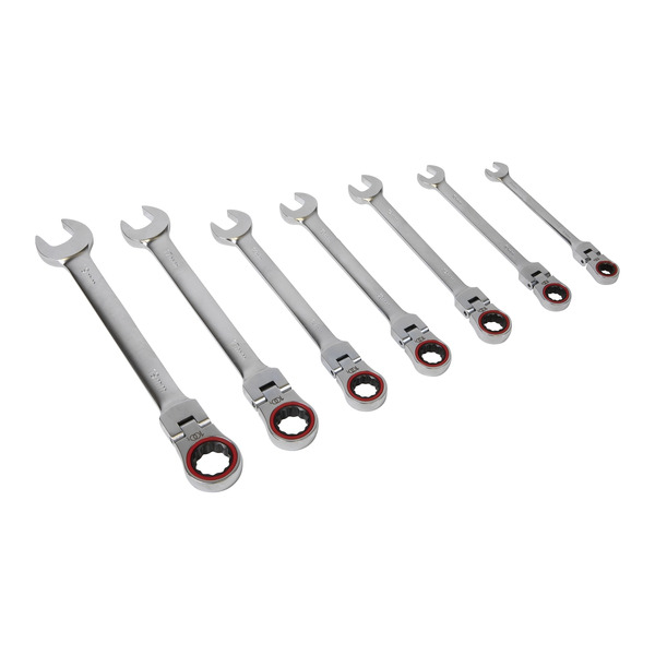 Sealey AK63943 Premier Platinum Flexi-Head Ratchet Combination Spanner Set 7pc
