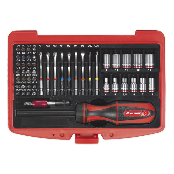 Sealey AK64903 Premier Fine Tooth Ratchet Screwdriver & Accessory Set 51pc