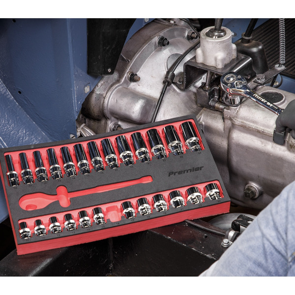 Sealey AK66723 Premier Ratchet Wrench & Socket Set 1/2