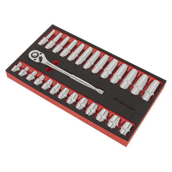 Sealey AK66723 Premier Ratchet Wrench & Socket Set 1/2