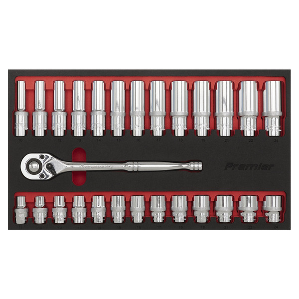 Sealey AK66723 Premier Ratchet Wrench & Socket Set 1/2