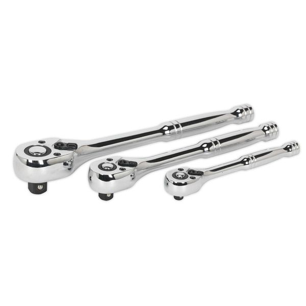 Sealey AK6672 Premier Pear-Head Ratchet Wrench Set with Flip Reverse 3pc