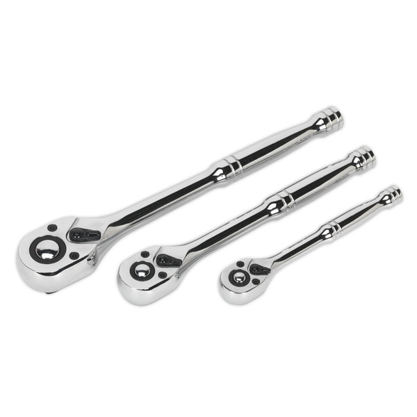 Sealey AK6672 Premier Pear-Head Ratchet Wrench Set with Flip Reverse 3pc
