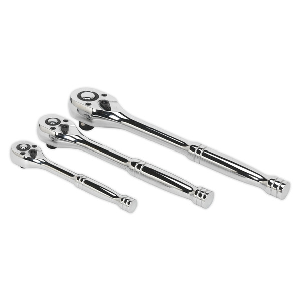 Sealey AK6672 Premier Pear-Head Ratchet Wrench Set with Flip Reverse 3pc