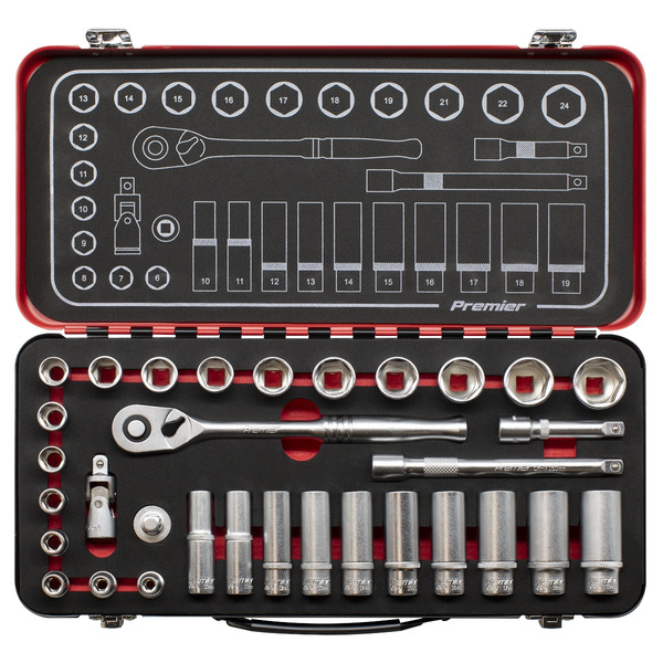 Sealey AK7922 Premier Platinum Socket Set 3/8