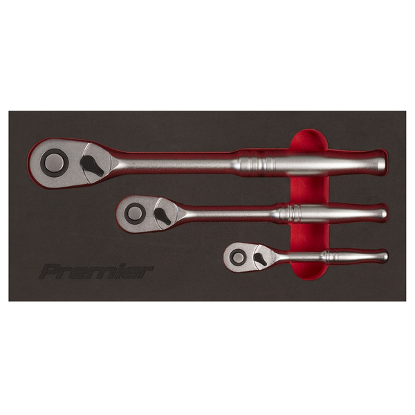 Sealey AK7933 Premier Platinum Pear-Head Ratchet Wrench Set with Flip Reverse 3pc