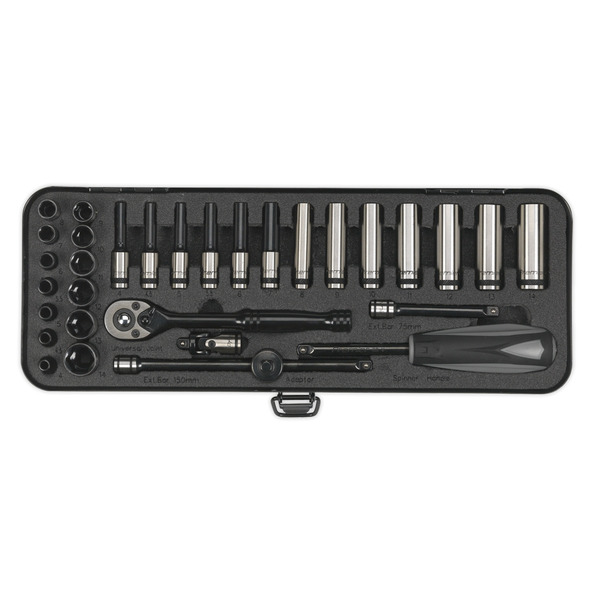 Sealey AK7970 Premier Black Socket Set 1/4