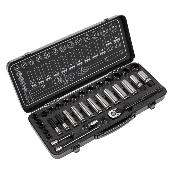 Sealey AK7971 Premier Black Socket Set 3/8