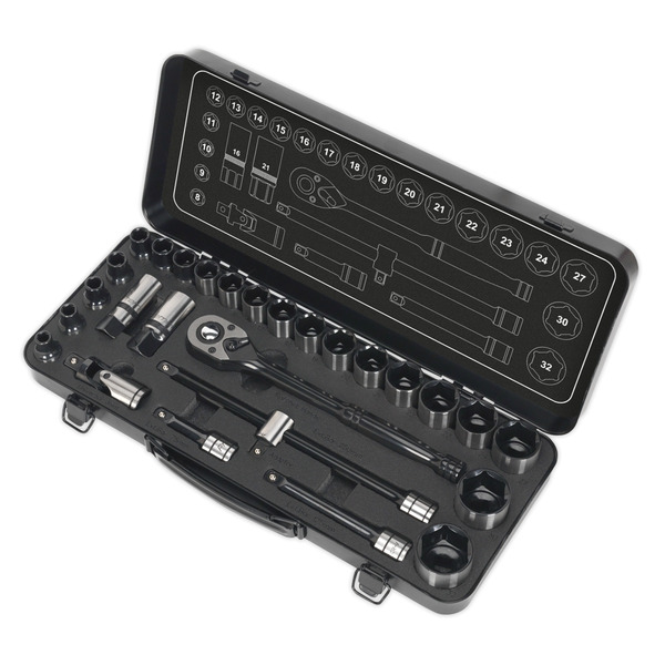 Sealey AK7972 Premier Black Socket Set 1/2
