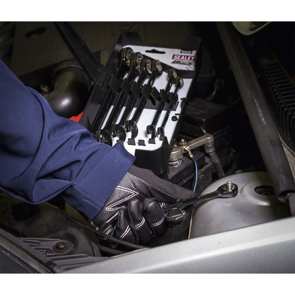 Sealey AK7978 Premier Black Combination Ratchet Spanner Set 7pc