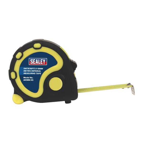 Sealey AK98912 Metric/Imperial Rubber Tape Measure 5m(16ft) x 19mm - Display Box of 12