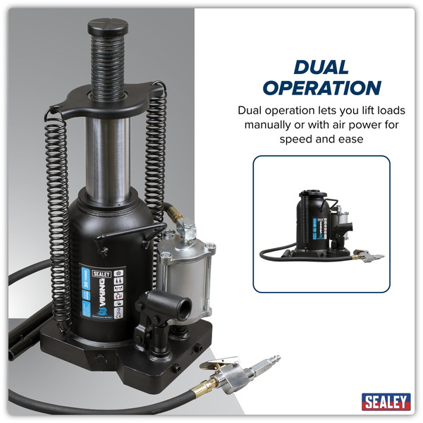 Sealey AM30S Viking Manual/Air Hydraulic Bottle Jack 30 Tonne