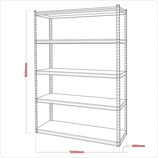Sealey Racking Unit with 5 Shelves 220kg Capacity Per Level