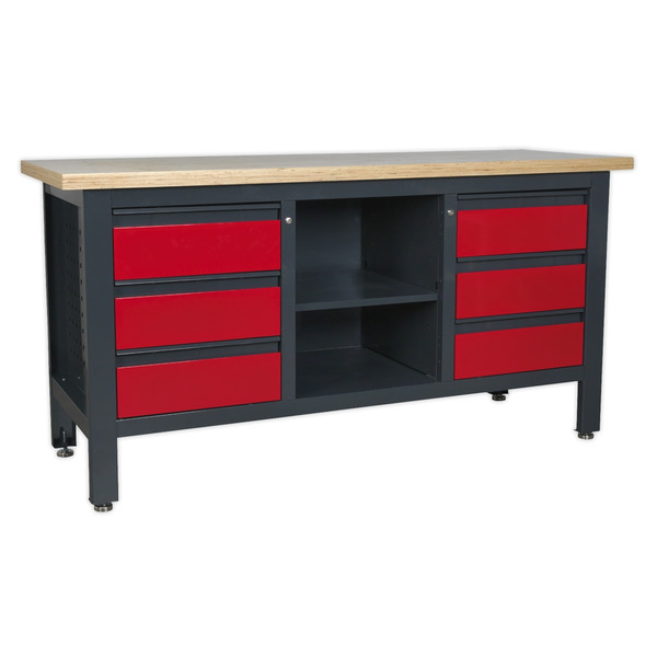 Workbench with 6 Drawers & Open Storage