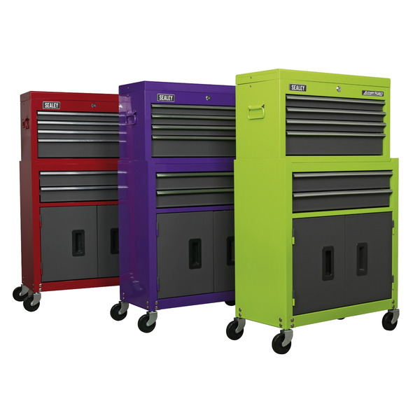 American PRO® Topchest & Rollcab Combination 6 Drawer - Purple/Grey