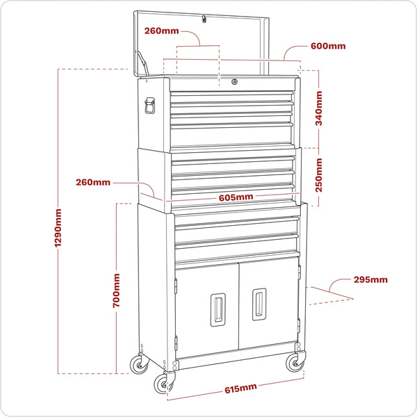 American PRO® Topchest, Mid-Box Tool Chest & Rollcab Stack 9 Drawer - Purple