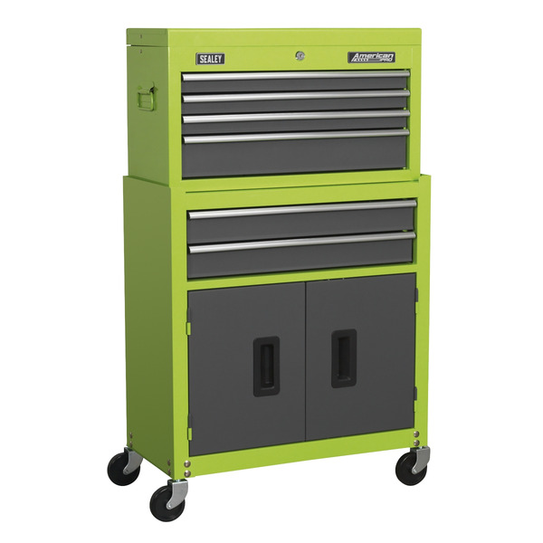 Sealey American PRO® Topchest & Rollcab Combination 6 Drawer - Green/Grey