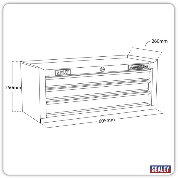 Sealey AP22309BB American PRO&reg; Mid-Box Tool Chest 3 Drawer - Red/Grey