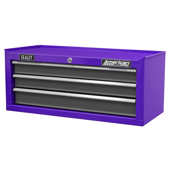 Sealey AP22309BBCP American PRO&reg; Mid-Box Tool Chest 3 Drawer - Purple/Grey