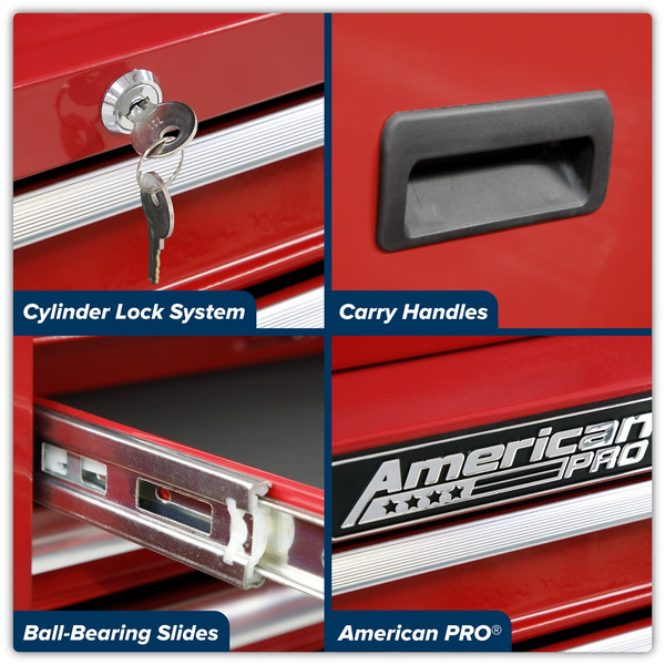 Sealey AP223 American PRO&reg; Mid-Box Tool Chest 3 Drawer - Red